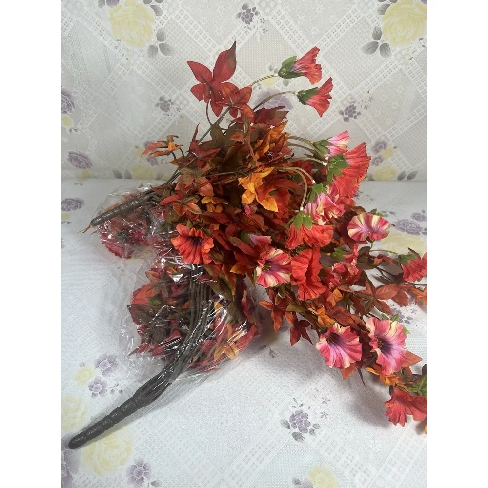 Artificial Hanging Flowers Plants‎ for Outdoor Fall Decoration, 2PCS Faux Silk.